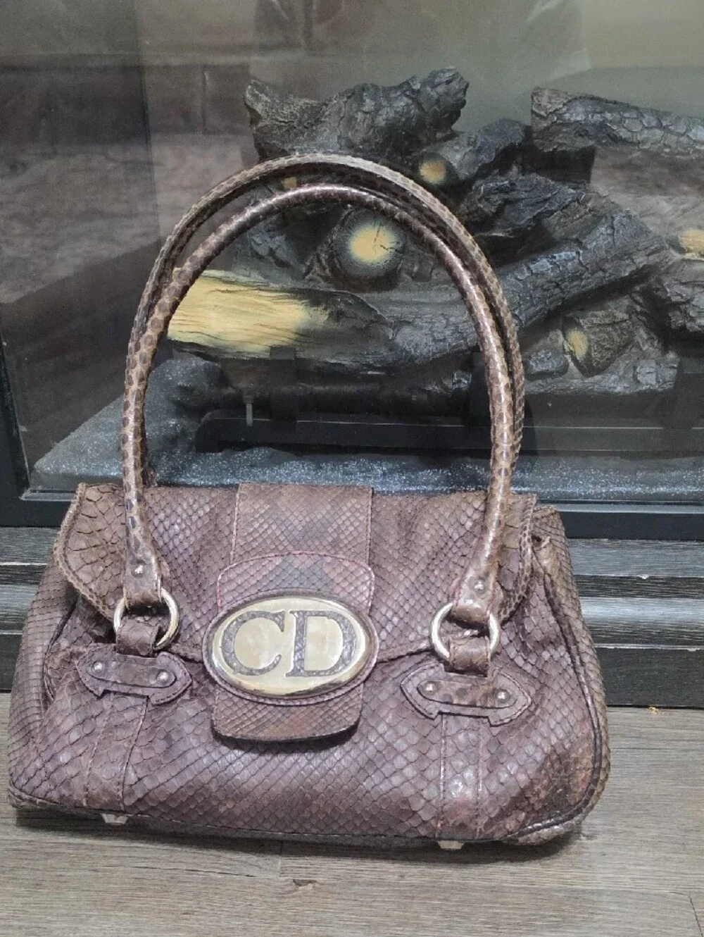 Dior Brown Textured Shoulder Bag with CD Logo